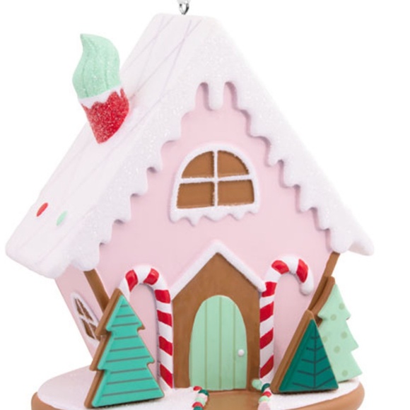 Hallmark 2022 Pink Gingerbread House Glitter Christmas Ornament - Picture 13 of 14